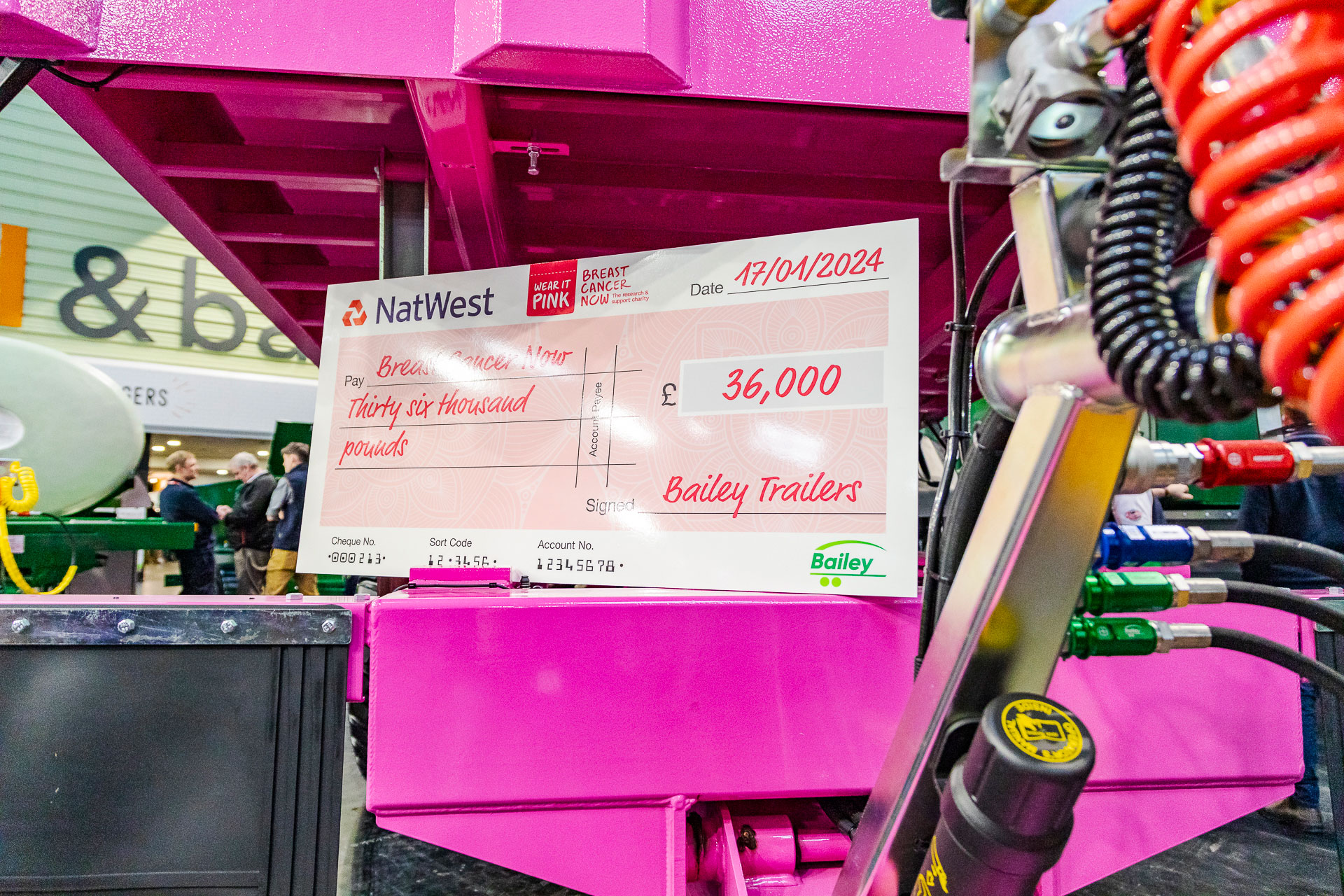 The £36,000 cheque raised for Breast Cancer Now