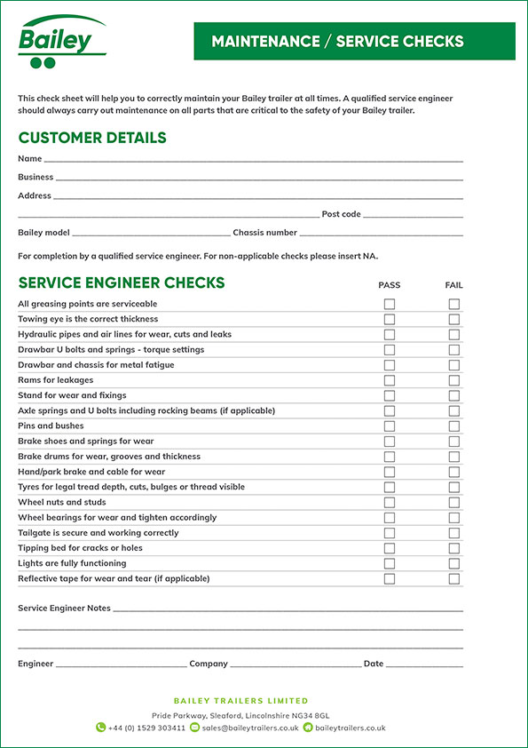 Maintenance Checksheet cover