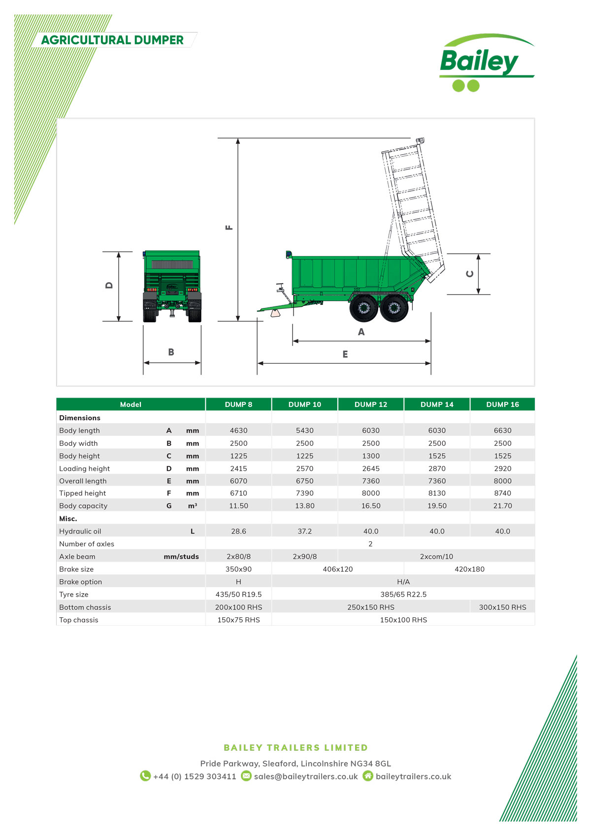 Agri Dumper spec sheet