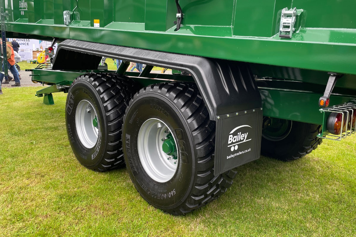 Closeup of tyres on a Bailey Trailer