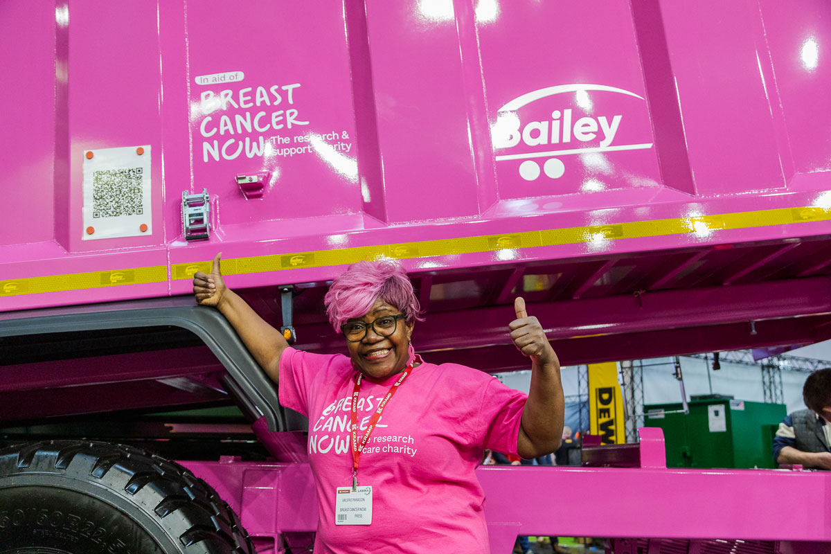 Valerie Paragon with the pink TB trailer