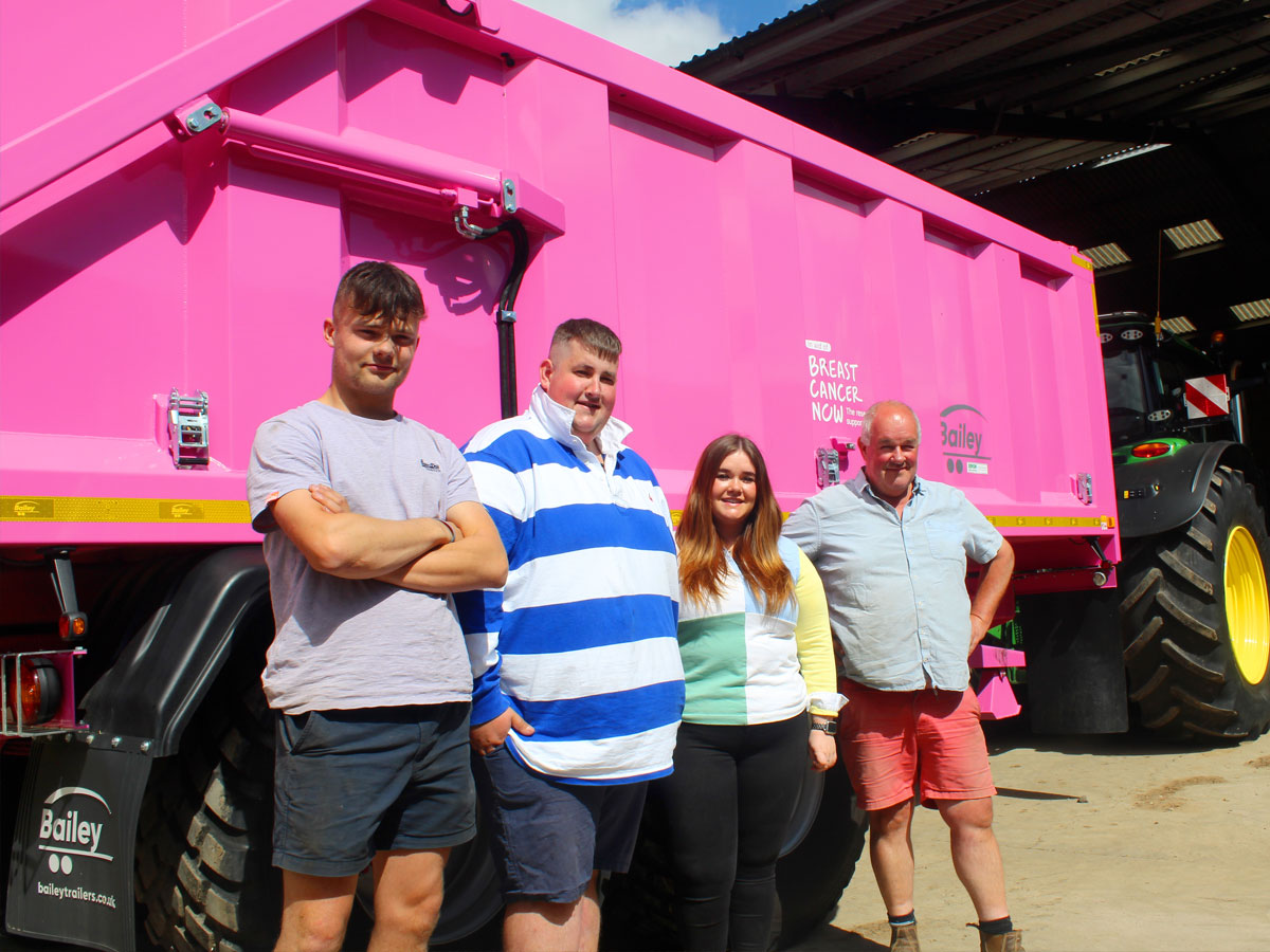 Charles Waudy and family with the pink trailer