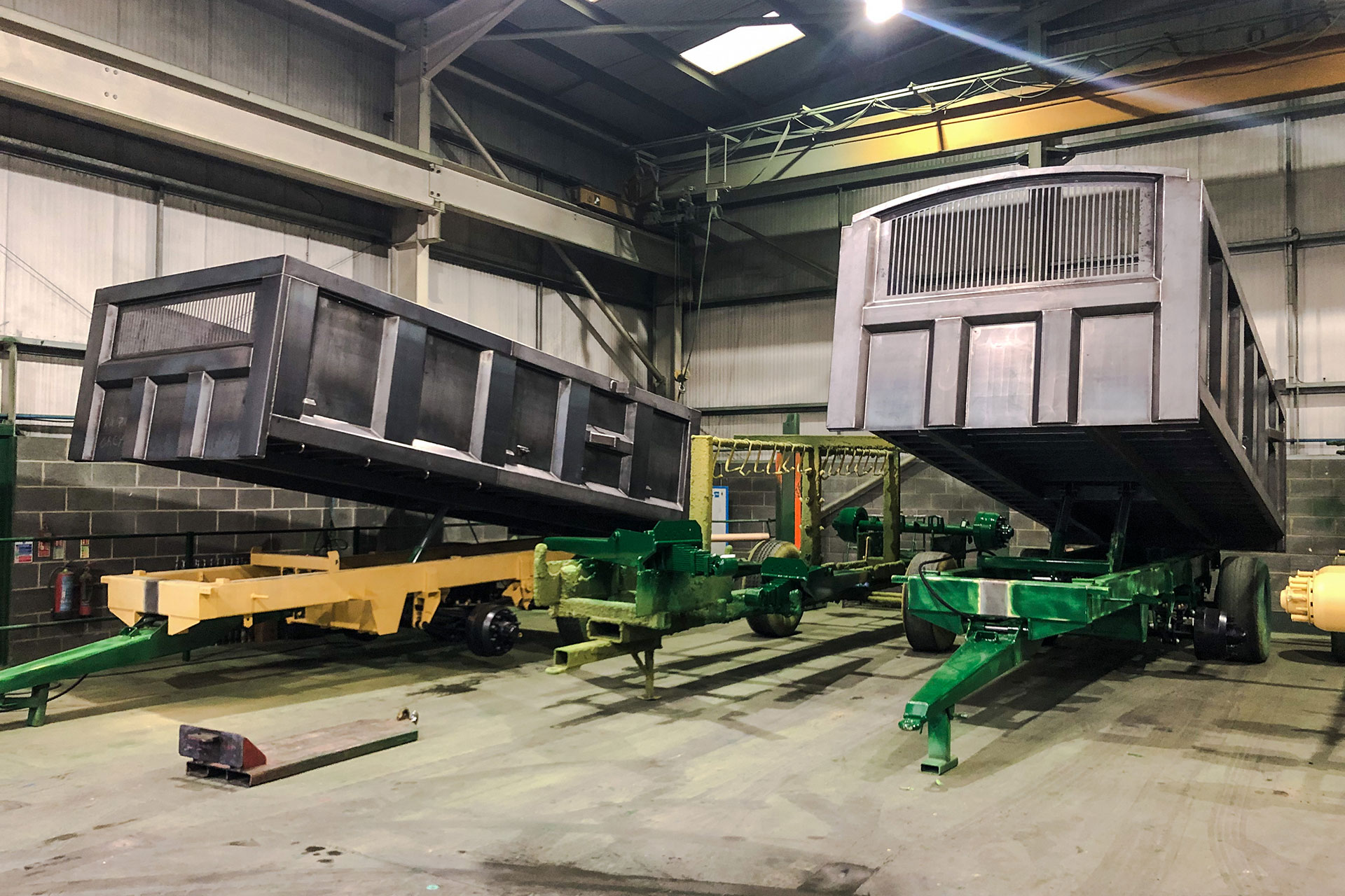 bailey trailers being painted in the factory